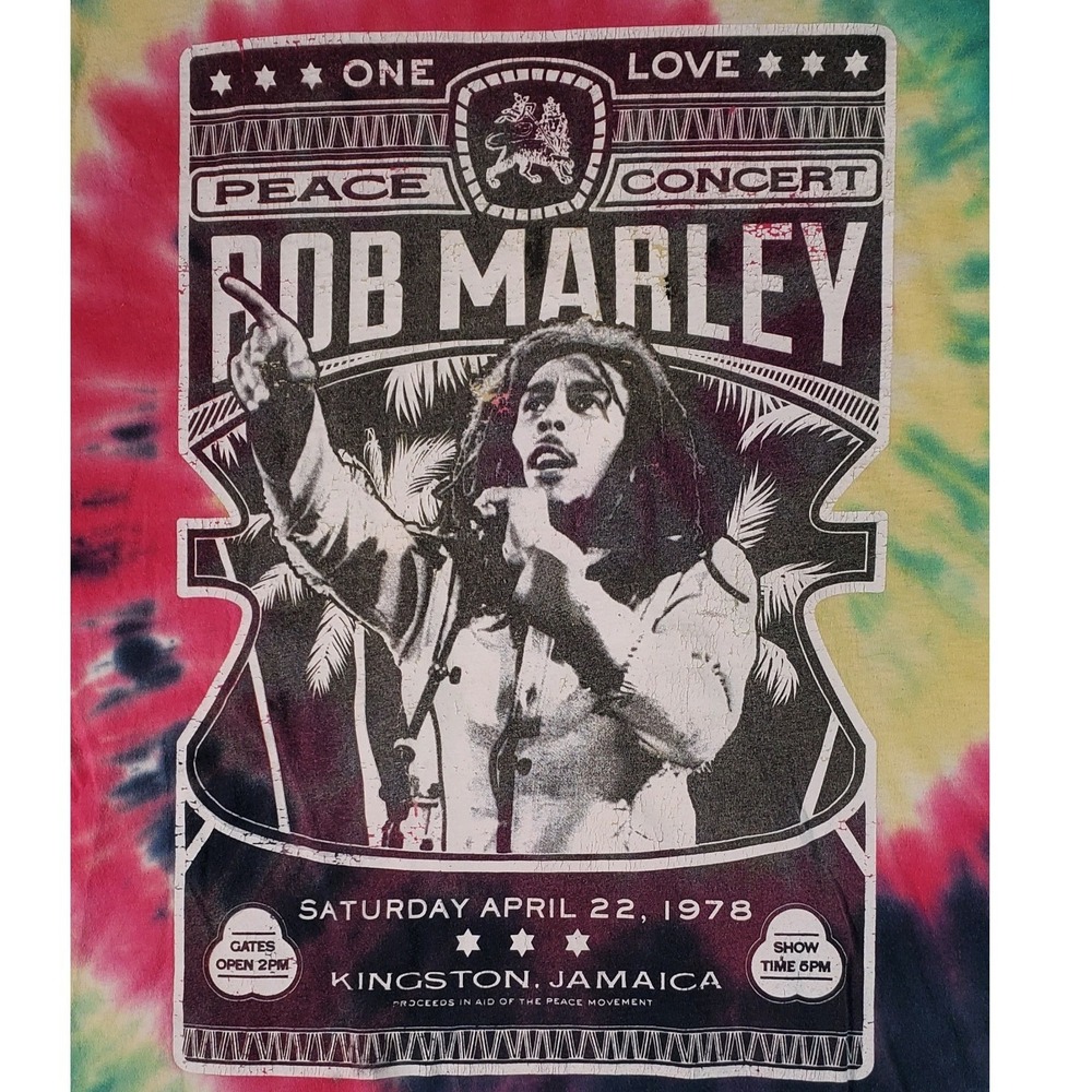 Zion Rootswear Bob Marley Peace Concert‎ Tie Dye T Shirt Men's XXL